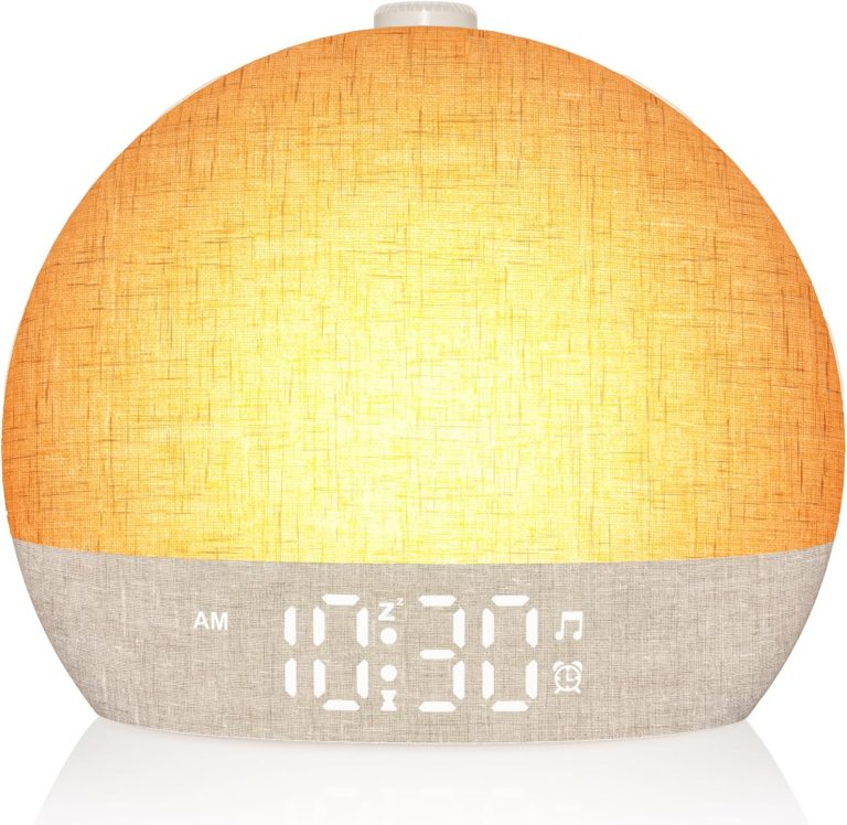 Réveil Lumineux Simulateur d'Aube, Reveil Matin avec 7 Sonneries, Snooze | Lampe de Chevet 20 Niveaux de Luminosité, 30 Sons Naturels, Minuteur, 12 Couleurs Réveil Lumière Veilleuse pour Enfant/Adulte