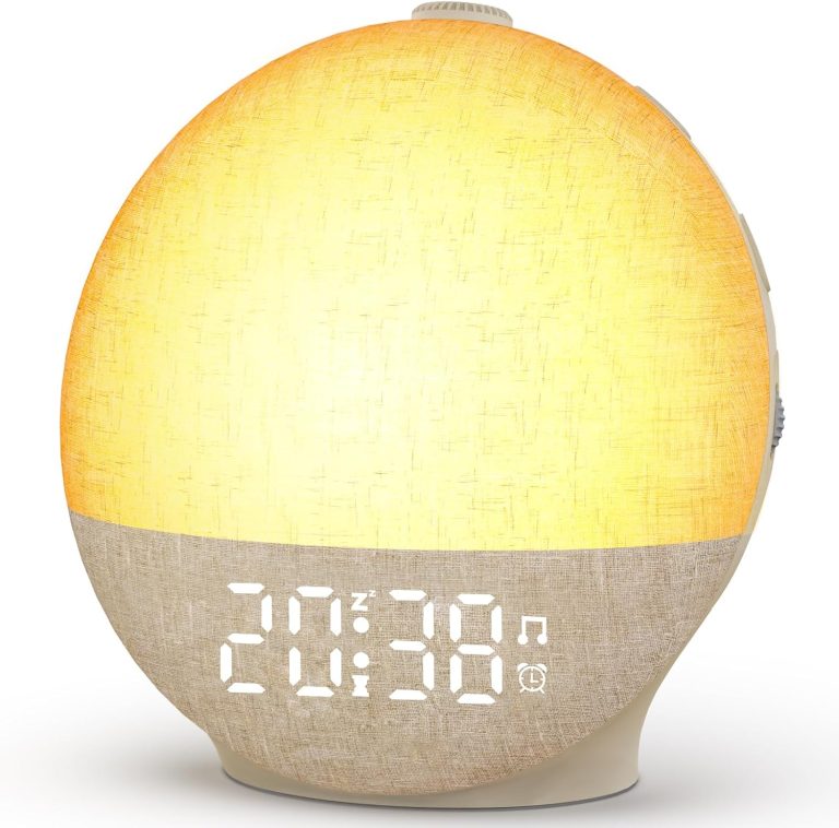 Te-Rich Reveil Lumineux Simulateur d'Aube, Lampe de Réveil avec 30 Sons pour Dormir, 12 Couleurs, Snooze