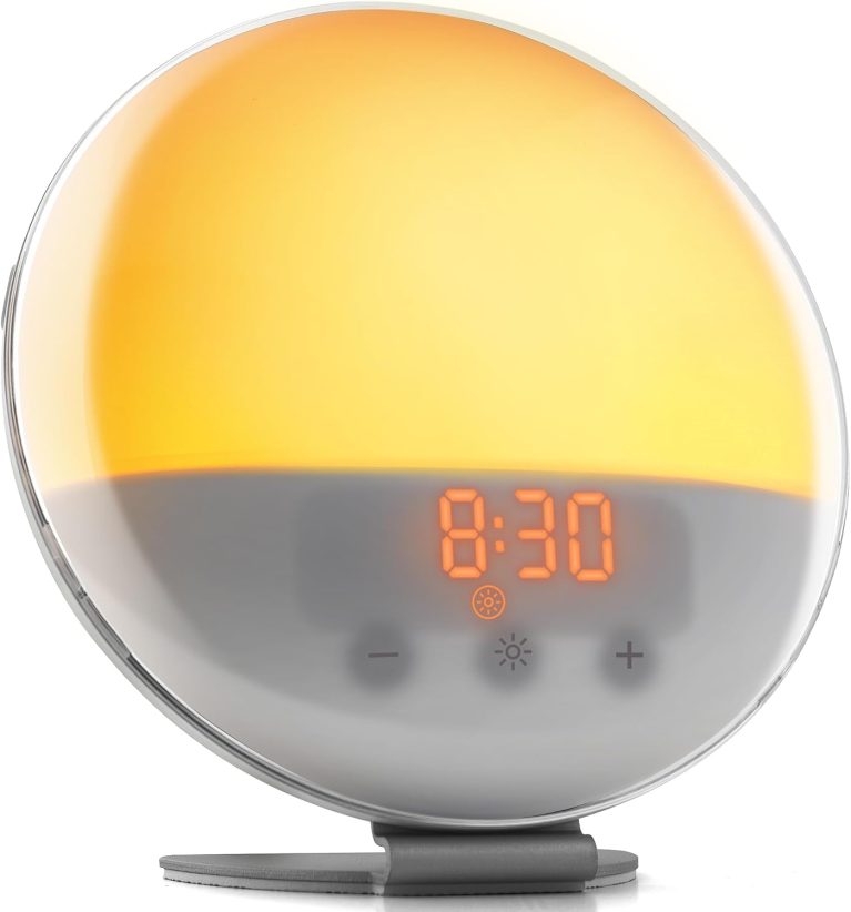 Réveil Simulateur d'Aube Haute Fidélité, Reveil Lumineux Naturel Doux, FM | Réveil Lumineux avec Mode Nuit Noire et Bruit Blanc, Lumière Progressive, Simulation Soleil, Crépuscule, Lampe Chevet, Radio